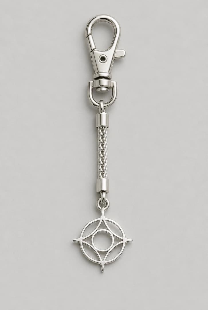 Compass Charm Keychain in silver