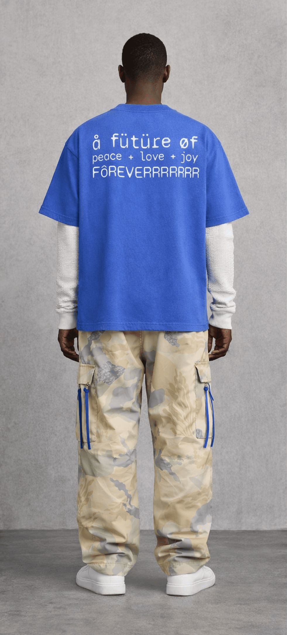 Peace Forever Tee in royal blue — back