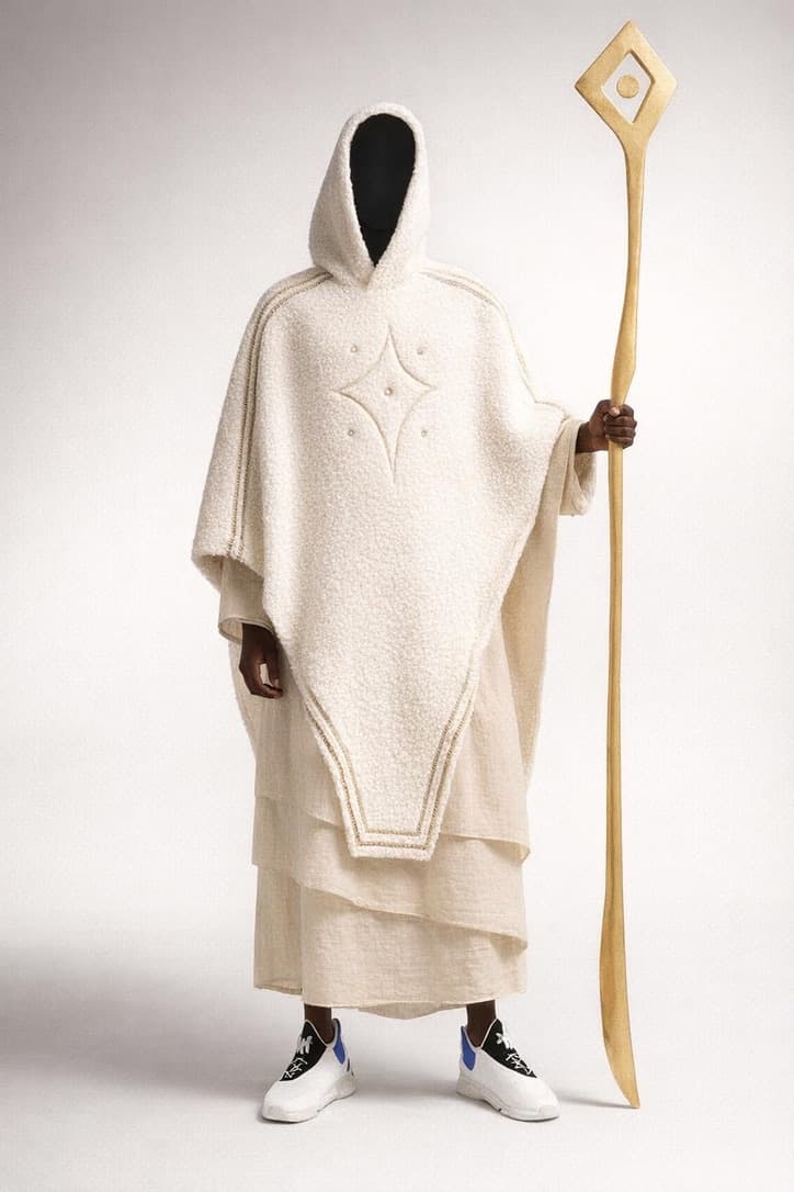 Celestial Sherpa Poncho in white